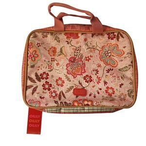 Oilily Beauty Organizer Peach Cosmetic Travel Toiletry Bag Zip Around Hanging